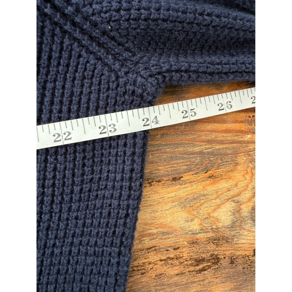 L.L. Bean Mens Quarter Zip Sweater Navy Blue Cotton‎ Cashmere Blend L Regular